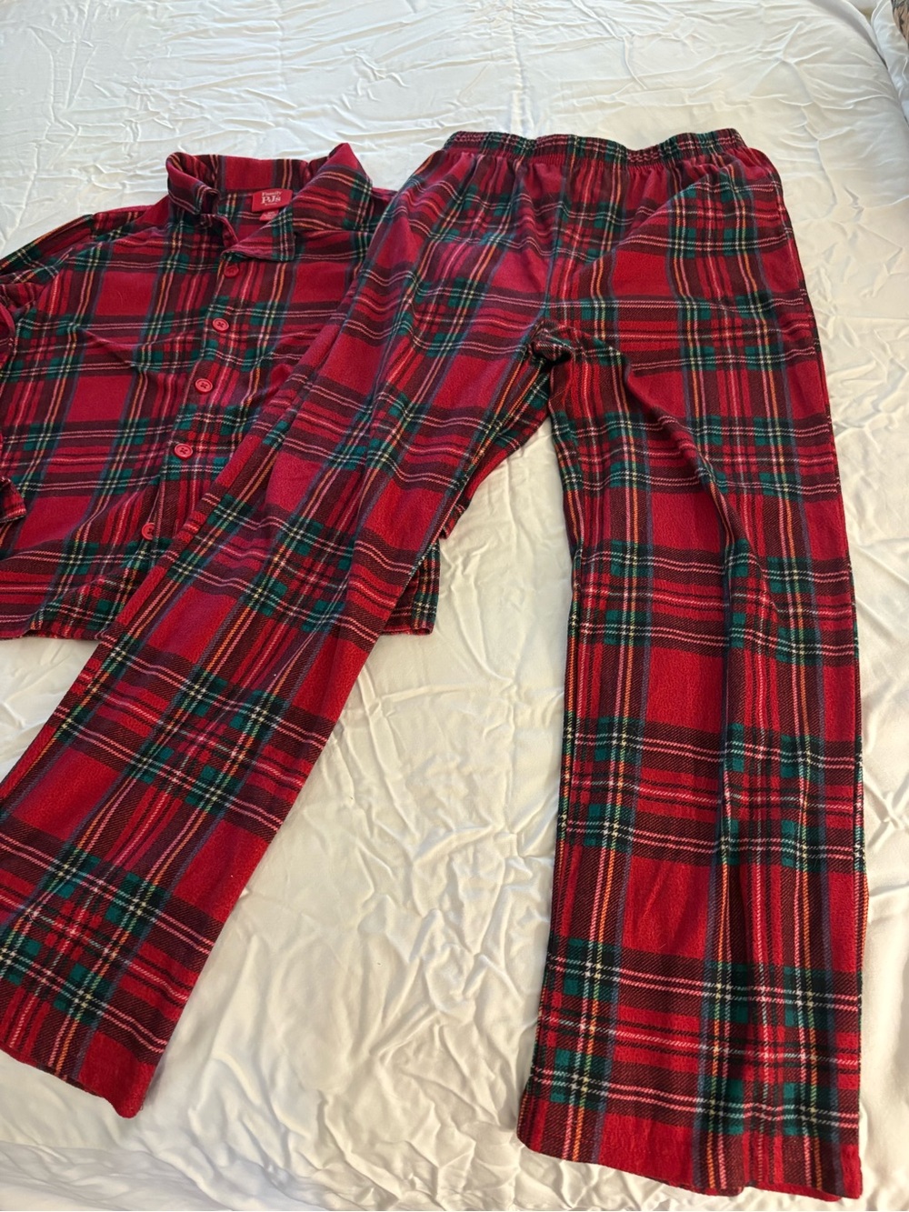 Macy's Red and Green Plaid Kids Pajama Set